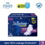 Stayfree Secure Nights Sanitary Pads with Cottony Soft Cover - XXL - Pack of 18